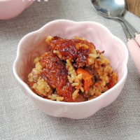 Braised rice with seasonal vegetable and bacon